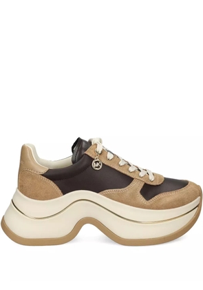 Michael Michael Kors leather suede platform sneakers - 293 HUSK MULTI