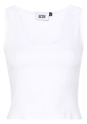 GCDS sequinned-logo ribbed top - White