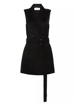 Gentry Portofino double-breasted linen-blend waistcoat - Black