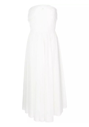 ANOUKI sheer-sleeve pleated dress - White