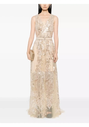 Saiid Kobeisy embroidered gown - Neutrals
