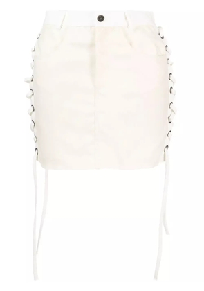 JULFER lace-up denim miniskirt - Neutrals