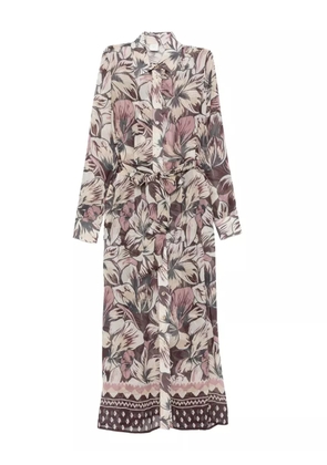 Eleventy floral-print belted midi dress - Purple