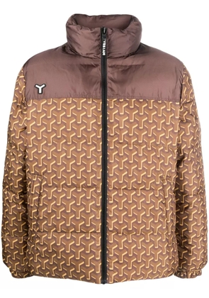 yes i am geometric-print reversible padded jacket - Brown
