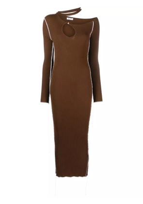 JULFER ribbed-knit cut-out midi dress - Brown