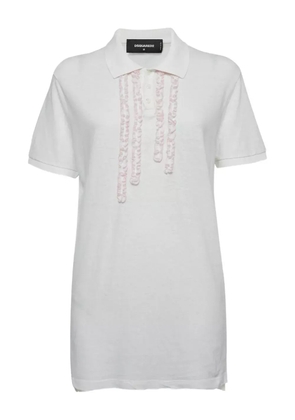 DSQUARED2 ruffle chain-detail polo shirt - White