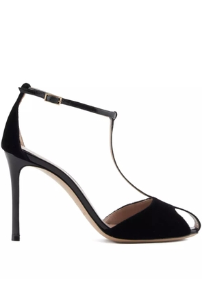 Emporio Armani 95mm velvet T-bar sandals - Black