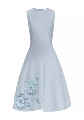 Oscar de la Renta appliqued-floral mini dress - Blue