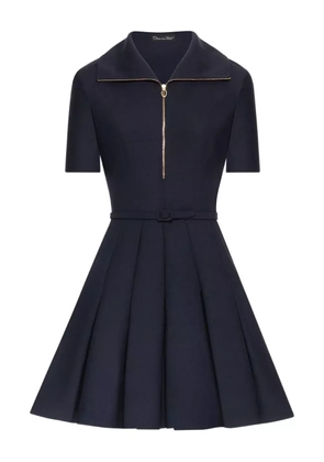 Oscar de la Renta zip-front pleated mini dress - Blue
