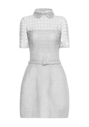 Oscar de la Renta guipure-lace tweed mini dress - Blue