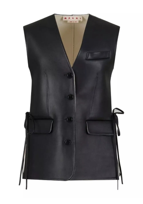Marni front-button leather gilet - Black