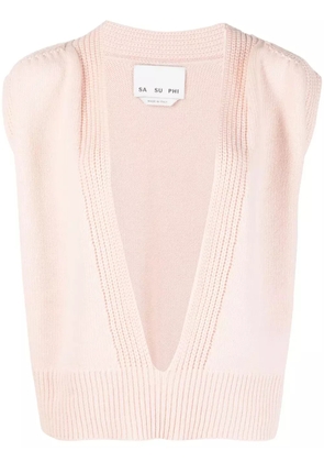SA SU PHI plunging V-neck cashmere top - Pink
