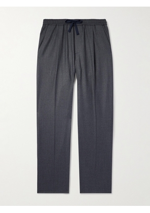 Altea - Jared Straight-Leg Pleated Wool-Blend Flannel Drawstring Trousers - Men - Gray - IT 46