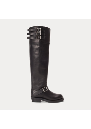 Burnished Leather Tall Moto Boot