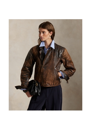 Crackled Leather Moto Jacket