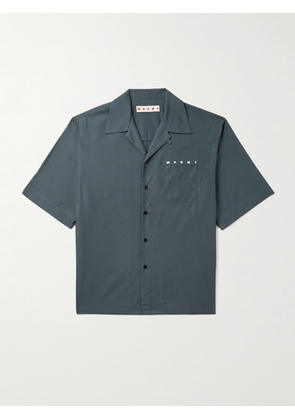 Marni - Convertible-Collar Logo-Print Cotton-Poplin Shirt - Men - Gray - IT 46