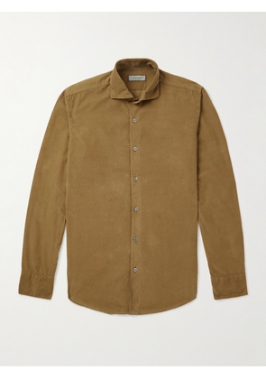 Canali - Slim-Fit Garment-Dyed Cotton-Corduroy Shirt - Men - Brown - S