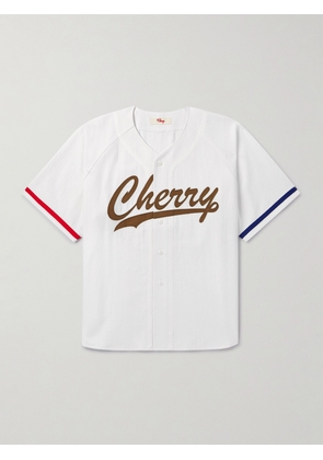 Cherry Los Angeles - Logo-Appliquéd Striped Cotton-Twill Shirt - Men - White - S