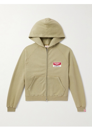 Cherry Los Angeles - Desert Gecko Logo-Appliquéd Printed Cotton-Jersey Zip-Up Hoodie - Men - Green - XS