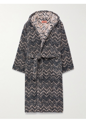 Missoni Home - Striped Cotton-Terry Jacquard Hooded Robe - Men - Brown - S
