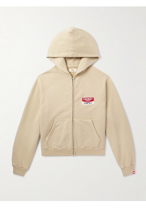 Cherry Los Angeles - Desert Gecko Logo-Appliquéd Printed Cotton-Jersey Zip-Up Hoodie - Men - Neutrals - XS