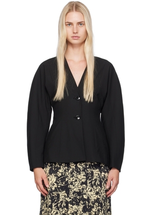 GANNI Black V-Neck Blazer