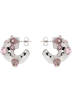Dries Van Noten Silver & Pink Embellished Earrings