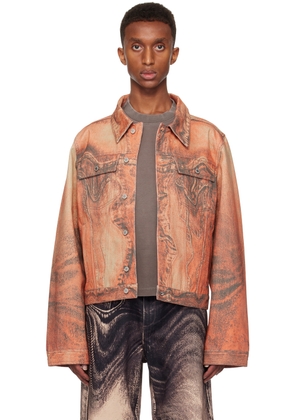 CAMPERLAB Orange Distorted Print Denim Jacket