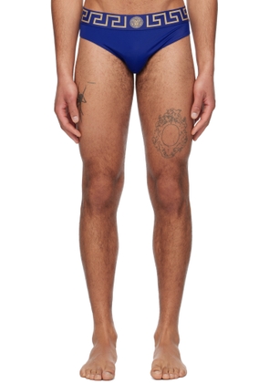 Versace Underwear Blue Greca Border Swim Briefs