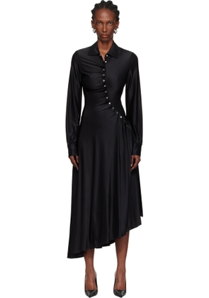 Rabanne Black Draped Jersey Midi Dress