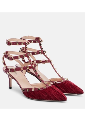 Valentino Garavani Rockstud 65 velvet and leather pumps