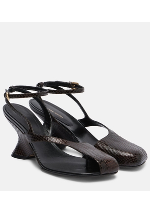 Dries Van Noten Snake-effect 75 leather wedge sandals