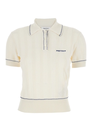 Alexander McQueen Ivory Viscose Blend Polo Shirt