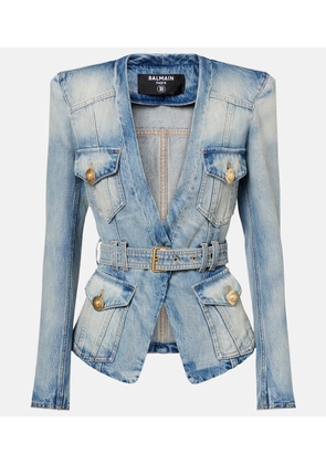 Balmain Belted cotton denim jacket