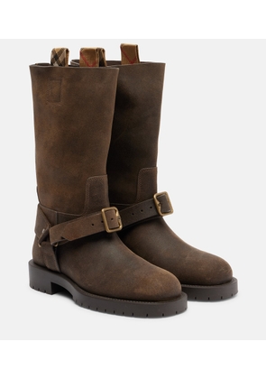 Burberry Soft Saddle suede knee-high boots