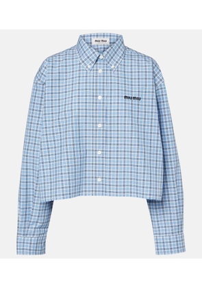 Miu Miu Cropped checked cotton shirt