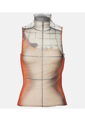 Jean Paul Gaultier Fire tulle top