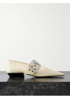 Jil Sander - Eyelet-embellished Leather Mary-jane Ballet Flats - Cream - IT36,IT36.5,IT37,IT37.5,IT38,IT38.5,IT39,IT39.5,IT40,IT40.5,IT41