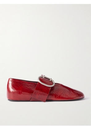 Jil Sander - Crinkled Patent-leather Mary-jane Ballet Flats - Red - IT35,IT36,IT36.5,IT37,IT37.5,IT38,IT38.5,IT39,IT39.5,IT40,IT40.5,IT41
