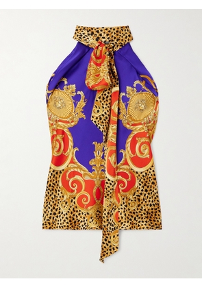 Versace - Tie-detailed Printed Silk Blouse - Multi - IT36,IT38,IT40,IT42,IT44,IT46,IT48,IT50