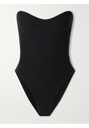 Sara Cristina - Heart Ribbed Swimsuit - Black - x small,small,medium,large,x large