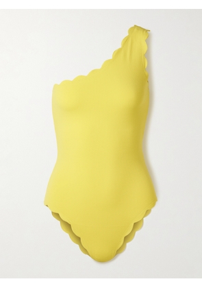 Marysia - Santa Barbara One-shoulder Scalloped Seersucker Swimsuit - Yellow - x small,small,medium,large