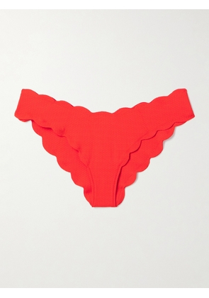 Marysia - Antibes Scalloped Seersucker Bikini Briefs - Red - x small,small,medium,large