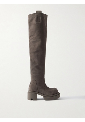 Rick Owens - Wader Bogun Suede Over-the-knee Platform Boots - Brown - IT36,IT37,IT37.5,IT38,IT38.5,IT39,IT39.5,IT40,IT41