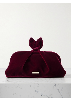 Aquazzura - Bow Tie Pleated Velvet Clutch - Red - One size