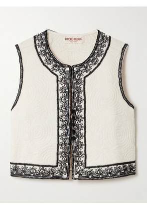 Emporio Sirenuse - Clara Embroidered Quilted Cotton Vest - White - IT36,IT38,IT40,IT42,IT44,IT46,IT48,IT50