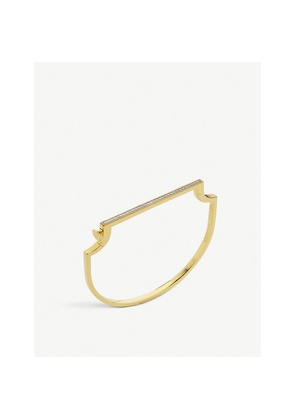 Womens Monica Vinader Signature Skinny 18ct Yellow Gold-Plated Vermeil and  0.35ct White-Diamond Bangle Bracelet
