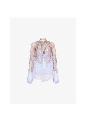 Womens Zimmermann Billow Printed Chiffon Blouse