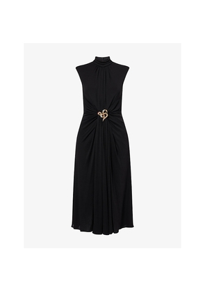 Womens Roberto Cavalli Gathered High Neck Woven Midi Dress