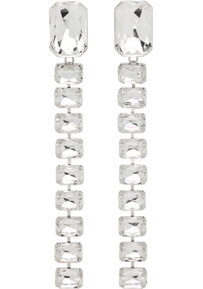 AREA Silver Baguette Crystal Drop Earrings